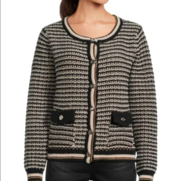 Nanette Lepore Tweed Cardigan L - Picture 1 of 14